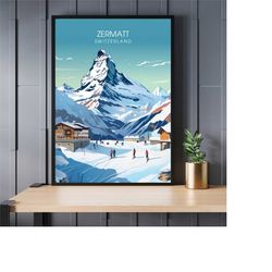 zermatt, switzerland travel poster | printing zermatt | ski travel poster