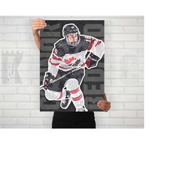 connor bedard poster/canvas print, team canada world juniors, watercolor hockey painting, sports art, office, man cave,