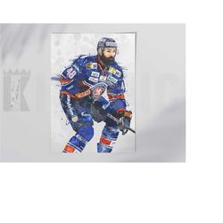 daniel rahimi vaxjo hc poster/canvas print, watercolor painting sports art, office, man cave, bedroom wall decor, sports