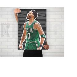 jayson tatum poster/canvas print, boston celtics art, basketball watercolor painting, sports art, office, man cave, bedr
