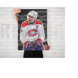 nick suzuki poster/canvas print, montreal canadiens art, watercolor hockey painting, hockey art, office, man cave, bedro