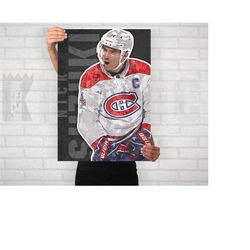 nick suzuki poster/canvas print, montreal canadiens art, hockey watercolor painting, sports art, office, man cave, bedro