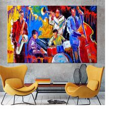 colorful jazz canvas, jazz wall art, colorful canvas, jazz poster, music canvas, musical instruments wall decor, musical