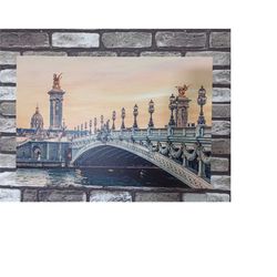 Alexandre III Bridge, Landscape Art Canvas, Cityscape Wall Art, Bridge Photo Canvas Decor, River Landscape Art, Paris La