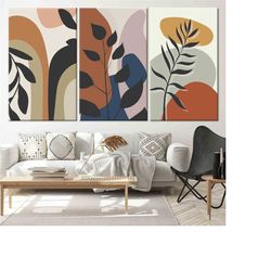 boho botanical print set, boho palm leaves wall art, boho plant print, boho tropical wall art, boho leaf print, boho wal