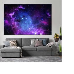 space canvas, starry sky canvas, starry sky landscape, blue and purple canvas, space wall art, outer space print, nature