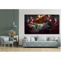 all jokers playing poker canvas, all jokers playing poker wall art, all jokers playing poker poker poster, poker playing