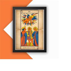 the lovers print vintage advert vintage style magazine retro print- home deco poster a3 tarot tarot card major arcana