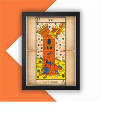 the tower print vintage advert vintage style magazine retro print- home deco poster a3 tarot tarot card major arcana