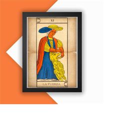 strength print vintage advert vintage style magazine retro print- home deco poster a3 tarot tarot card major arcana