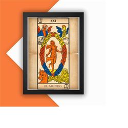 the world print vintage advert vintage style magazine retro print- home deco poster a3 tarot tarot card major arcana