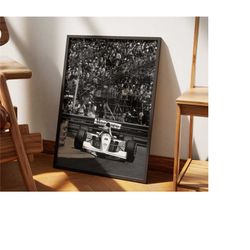 formula 1 poster | mclaren f1 print | ayrton senna wall art | black and white decor