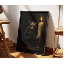 vintage bat poster | oil painting | halloween decor
