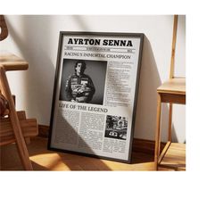 ayrton senna newspaper print | formula 1 poster