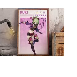 kuki | genshin impact gaming poster | anime poster | gaming print | boyfriend gift | girlfriend gift | gamer gift