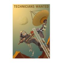 technicians wanted retro style classic mars exploration poster - space mission - high quality prints