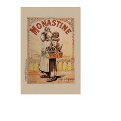 1892 monastine french liquor vintage style advertising poster | classic war art print | for gifts and wall art dcor