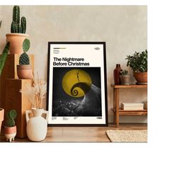 the nightmare before christmas poster, tim burton, retro movie poster, minimalist art, vintage poster, modern art, wall