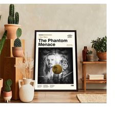 the phantom menace poster, star wars movie, george lucas, album cover poster, minimalist art, high quality, wall art, mo
