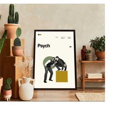 psych movie poster, psych poster, retro movie poster, minimalist art, vintage poster, modern art, wall art, wall decor,