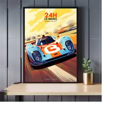 24h le mans poster | vintage car print | porsche 917