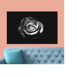 White Rose Photography, Rose Lover Gift Wall Decor, White Rose Canvas, Rose Artwork, Floral Art Canvas, Black White Wall