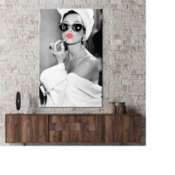 audrey hepburn lip, red lips, audrey hepburn style, audrey hepburn make up canvas print, audrey poster, audrey pink lips