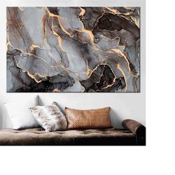 luxury marble print, luxury wall art, marble wall art, gold marble canvas, gold print, black marble decor, gray marble p