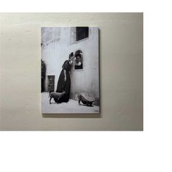 3d canvas, 3d wall art, wall art, frida kahlo with pest, woman canvas print, frida kahlo poster, xolo dog canvas poster,