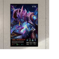 arc warden dota 2 game anime art print poster | aesthetic game room decor wall art | gamer boys girls birthday housewarm