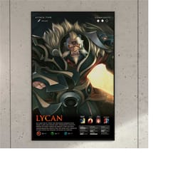 lycan dota 2 game anime art print poster | aesthetic game room decor wall art | gamer boys girls birthday housewarming a