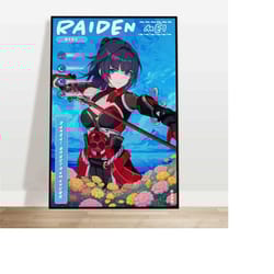 raiden me danzai spectramancer honkai impact 3rd anime art print poster | aesthetic game room decor wall art | gamer boy
