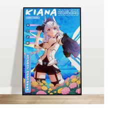 kiana kaslana knight moonbeam honkai impact 3rd anime art print poster | aesthetic game room decor wall art | gamer boys