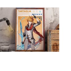 tartaglia | genshin impact gaming poster | anime poster | gaming print | boyfriend gift | girlfriend gift | gamer gift