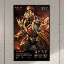 dragon knight dota 2 game anime art print poster | aesthetic game room decor wall art | gamer boys girls birthday housew