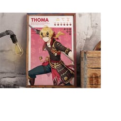 thoma | genshin impact gaming poster | anime poster | gaming print | boyfriend gift | girlfriend gift | gamer gift