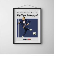 kylian mbappe poster, french footballer, soccer poster minimalist, helvetica, mid-century modern, office wall art, socce