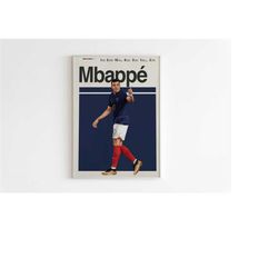 kylian mbappe poster, france football poster, world cup modern soccer poster for office