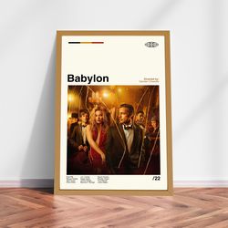 babylon comedy film poster, babylon movie, brad pitt film, classic movie poster, retro movie posters, minimal art, moder