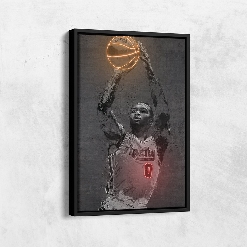 Damian Lillard Poster Neon Effect Portland Trail Blazers Basketball Hand Made Poster Canvas Print Kids Wall Art Man Cave Gift Home Decor 5.jpg