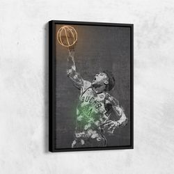 giannis antetokounmpo poster neon effect milwaukee bucks basketball hand made poster canvas print kids wall art man cave