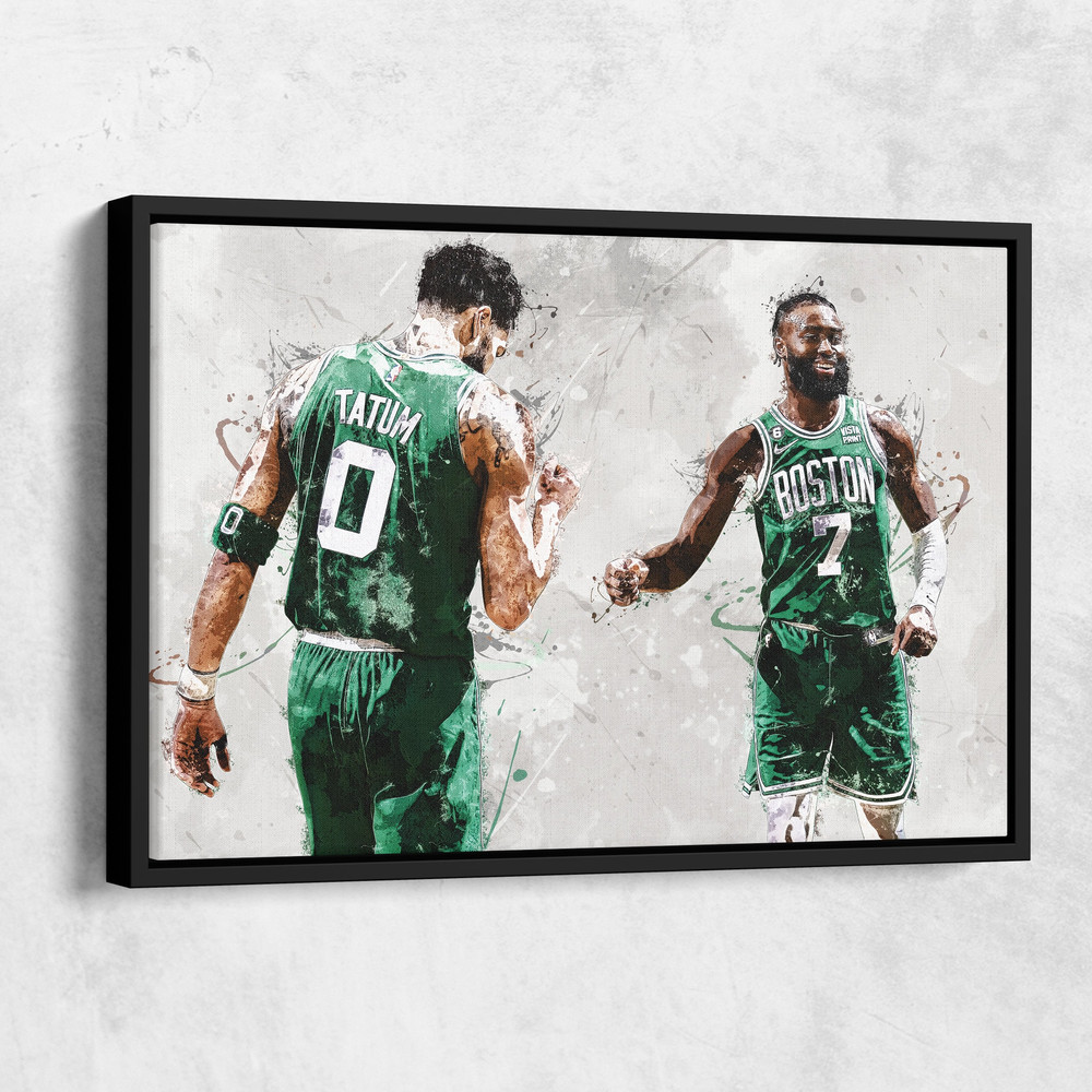 Jayson Tatum Jaylen Brown Poster, Boston Celtics, Canvas Print, Framed Poster, Kids Decor, Man Cave Gift, Wall Art Decor, Canvas Wrap 1.jpg