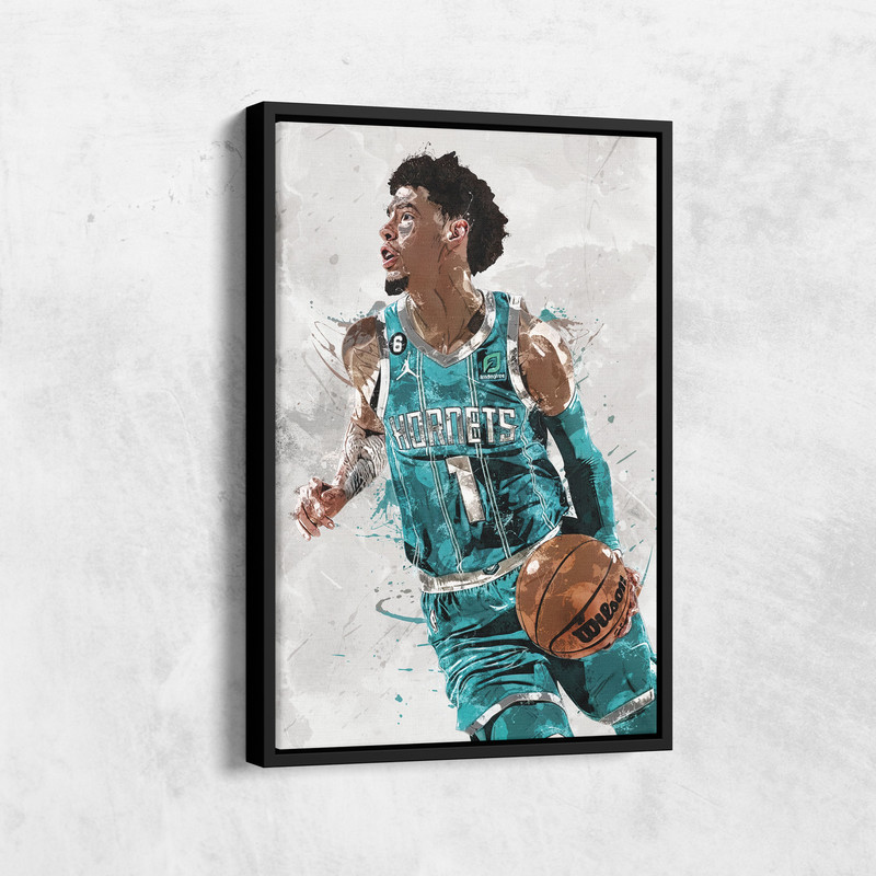 LaMelo Ball Poster, Charlotte Hornets, Canvas Print, Framed Poster, Home Decor, Kids Room, Man Cave Gift, Wall Art Decor, Canvas Wrap 2.jpg
