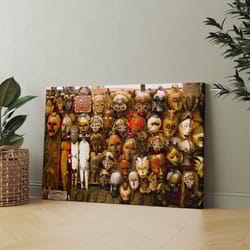 african masks canvas painting art, canvas painting, decor for home office decoration, ready to hang, canvas wall decor