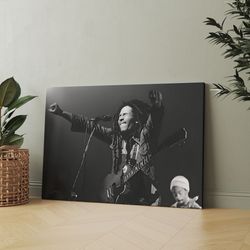 bob marley poster, canvas bob marley on stage b&w art, canvas poster printed, picture wall art decoration poster canvas