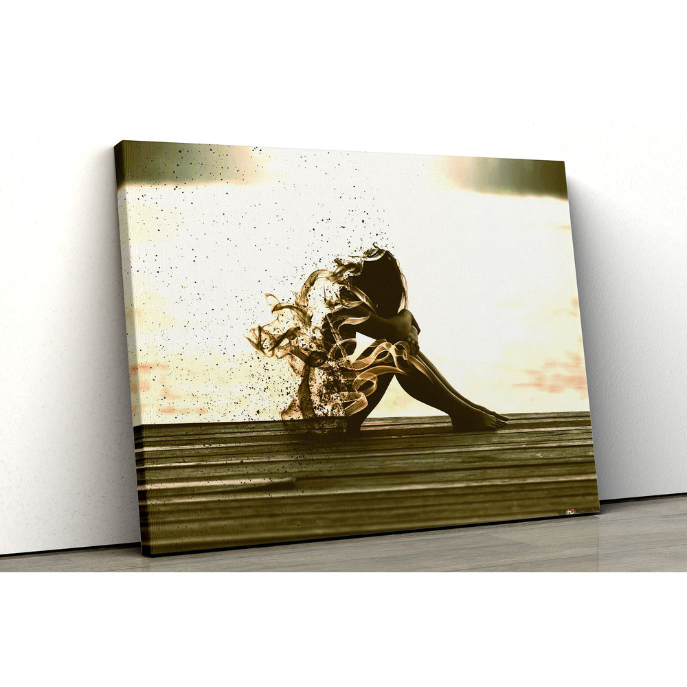 Female Spirit Canvas Art, Female Silhouette Wall Art, Female Spirit Poster, Sad Girl Print, Woman Drawing Artwork, Woman Soul Wall Art.jpg