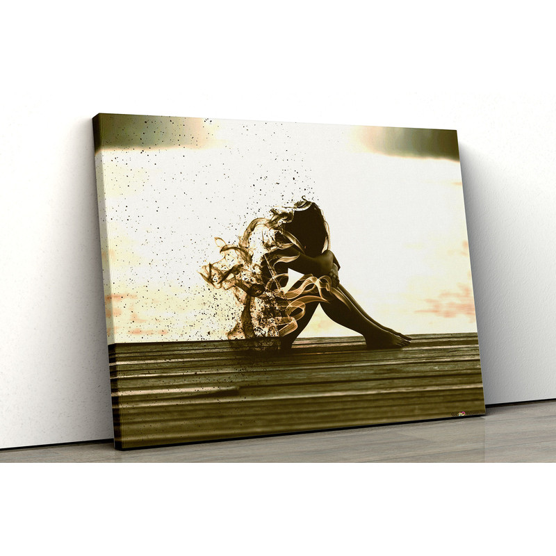 Female Spirit Canvas Art, Female Silhouette Wall Art, Female Spirit Poster, Sad Girl Print, Woman Drawing Artwork, Woman Soul Wall Art.jpg