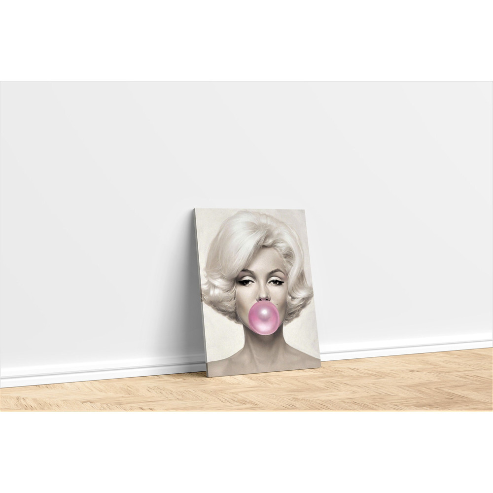 Marilyn Monroe pink lady gum canvas, Poster print, Brigitte Bardot, Audrey Hepburn, Canvas Painting, Retro Lady Bubblegum Canvas Painting.jpg