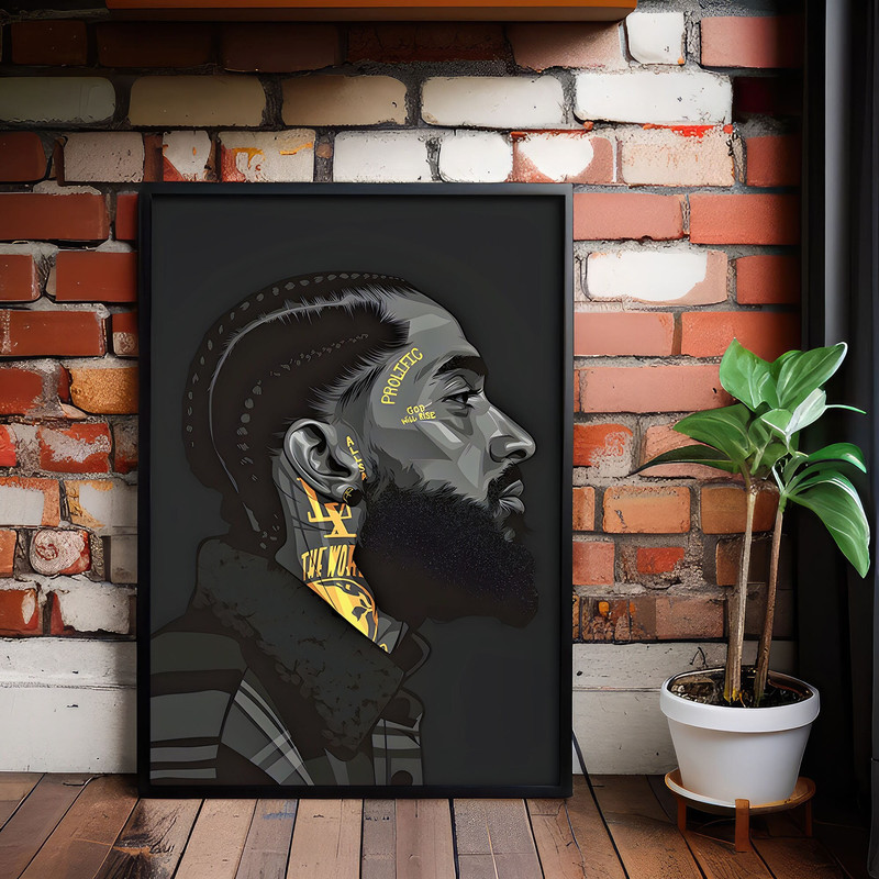 Nipsey Hussle Singer Canvas Painting, Artworks, Hip Hop Artworks, Rap King Canvas Painting, Nipsey Hussle Wall Art, Famous Canvas.jpg