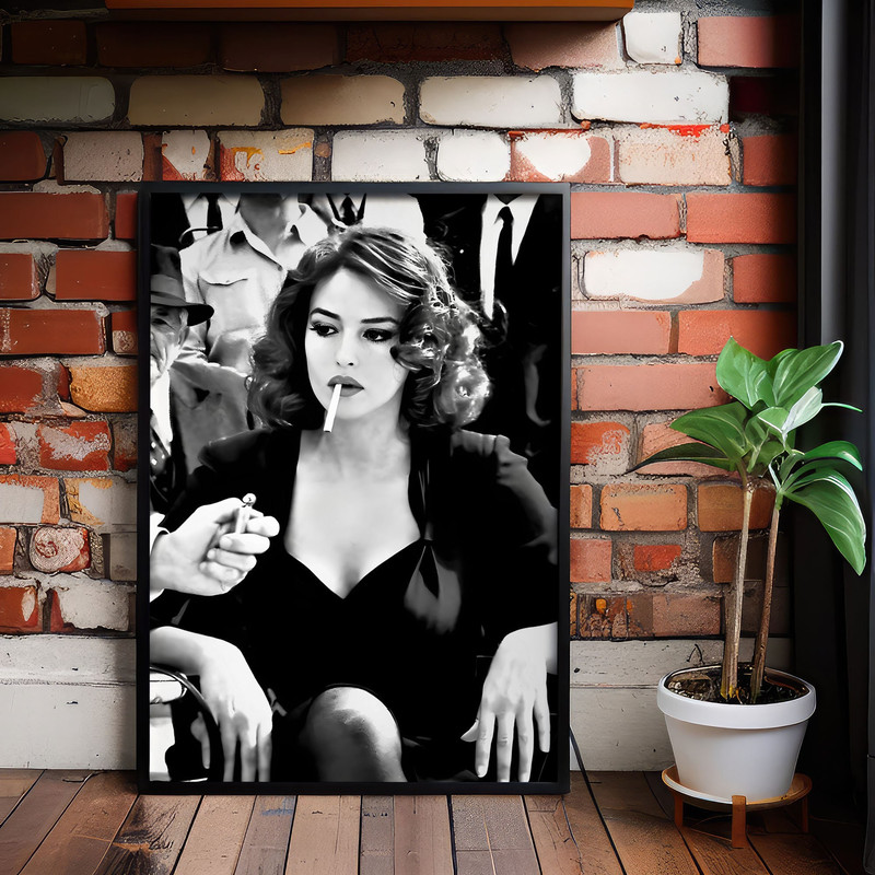 Smoking Cigarette Poster Print, White and Black, Cigarette Wall Art, Feminist Poster, Bar Cart Print, Girl Room Decor, Wall Decor.jpg